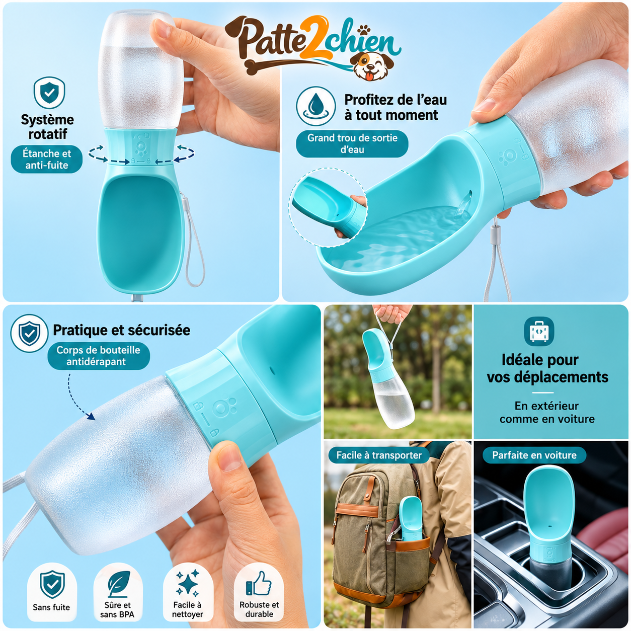 AquaPaw™ | Gourde de Voyage pour Chien