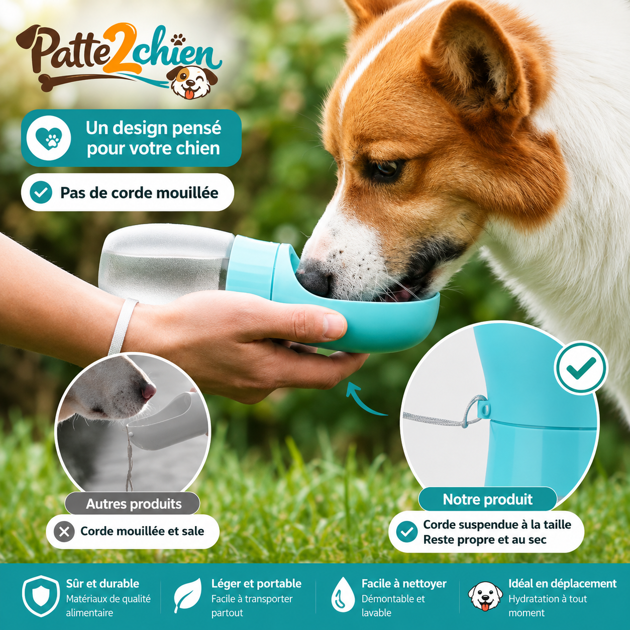 AquaPaw™ | Gourde de Voyage pour Chien