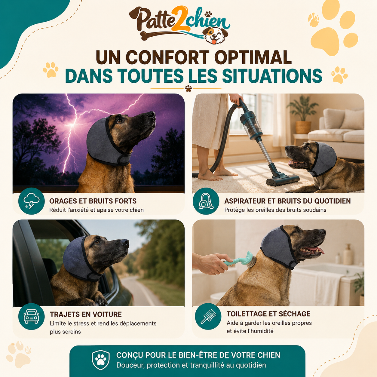 CalmPaw™ | Bonnet Anti-Bruit-Stress pour Chien